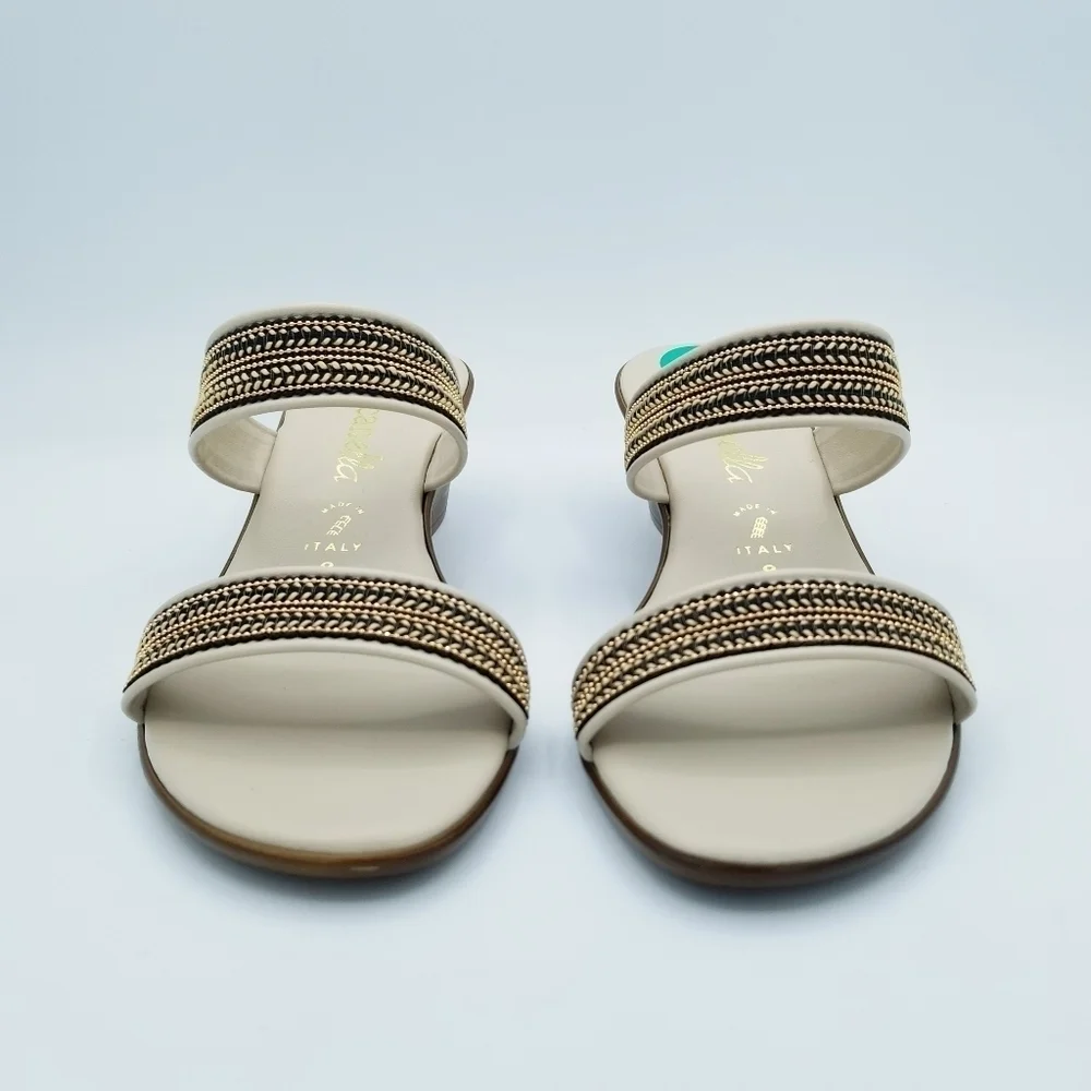 Toscanella Made in Italy Women's Mimma Natural Double Band Wedge Sandals NWOT